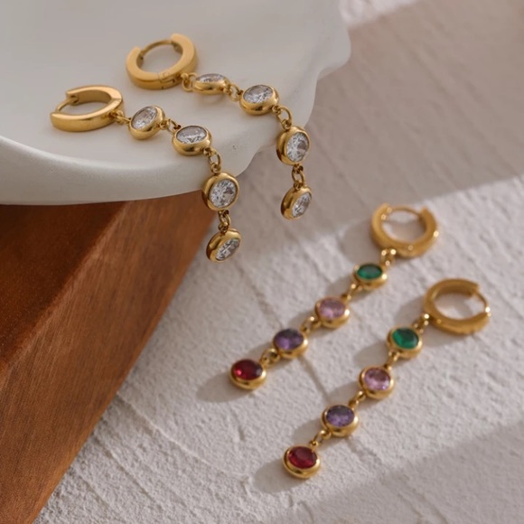 New! Cubic Zirconia Drop Earrings - Picture 3 of 4